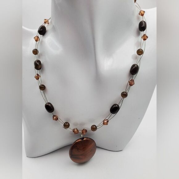 Amber melt Gypsy floating crystal necklace N0420 - Picture 1 of 3